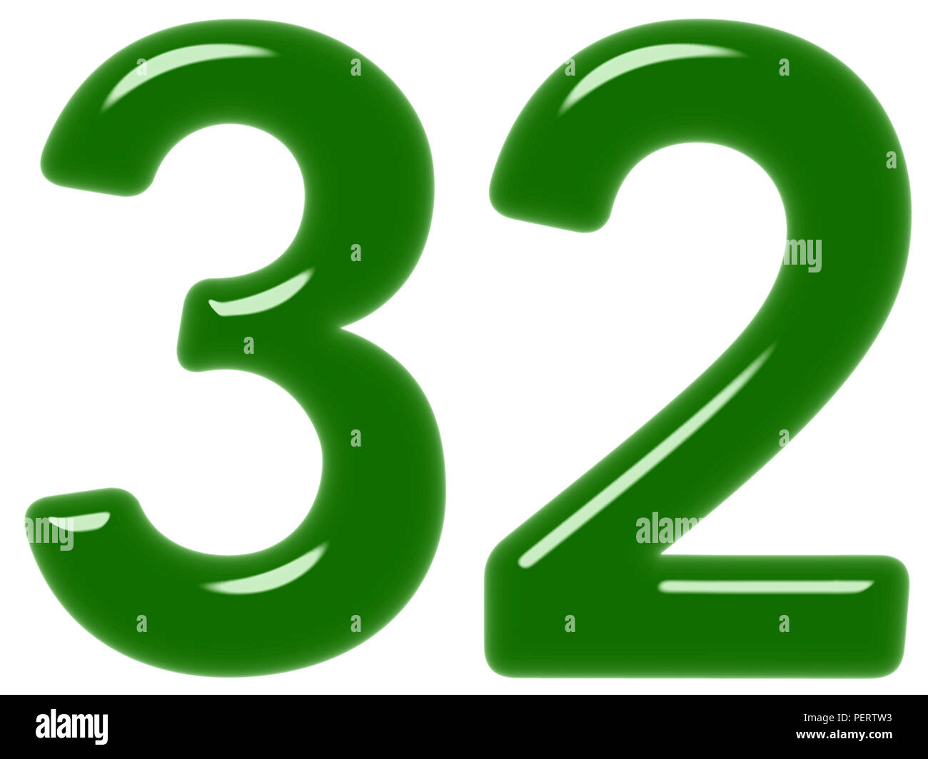 Numeral 32, thirty two, isolated on white background, 3d render Stock Photo