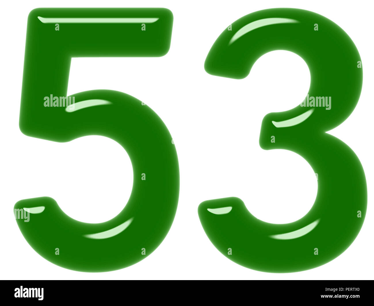 Numeral 53, fifty three, isolated on white background, 3d render Stock ...