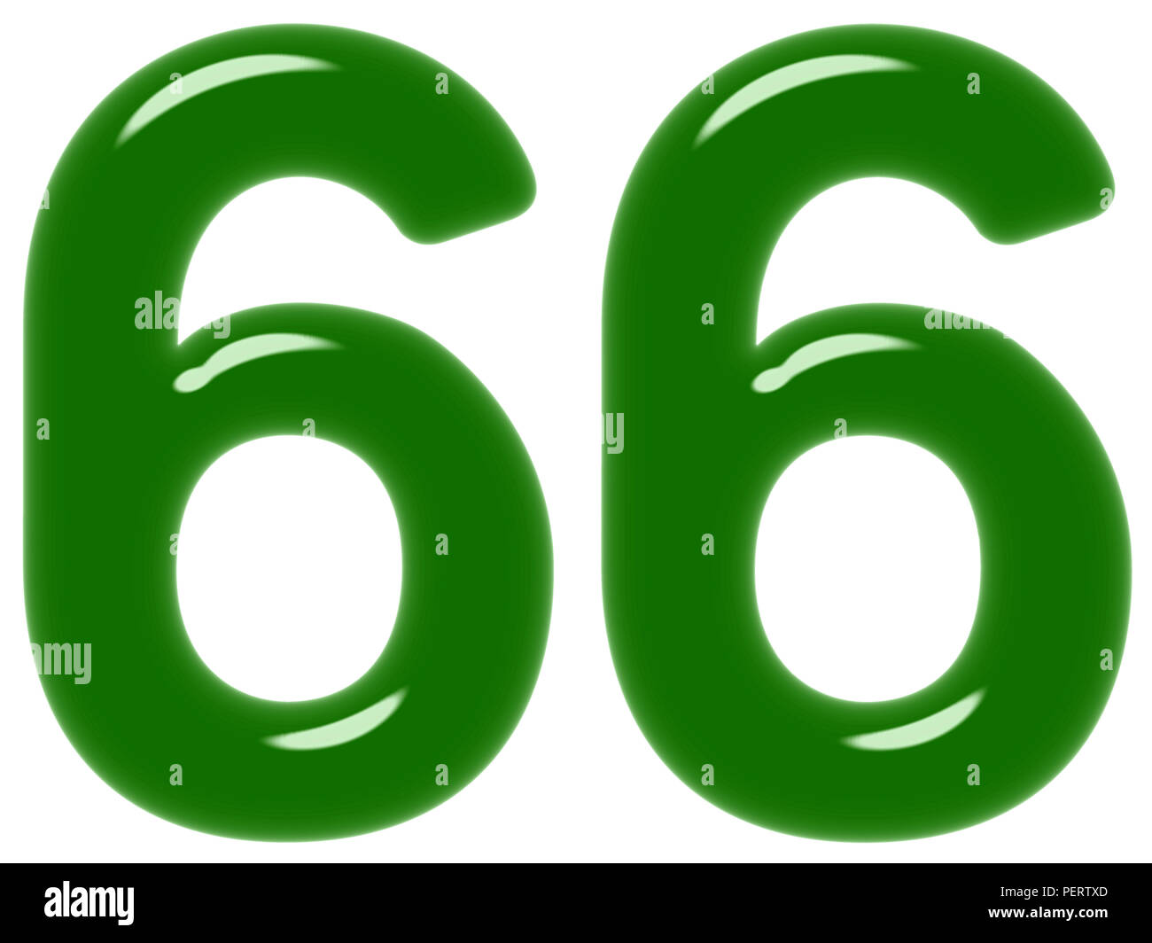Numeral 66, sixty six, isolated on white background, 3d render Stock