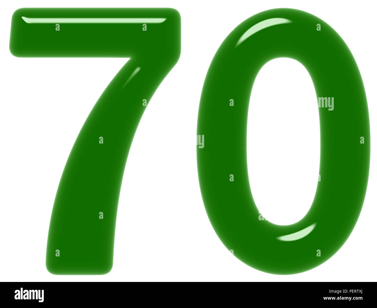 Numeral 70, seventy, isolated on white background, 3d render Stock Photo