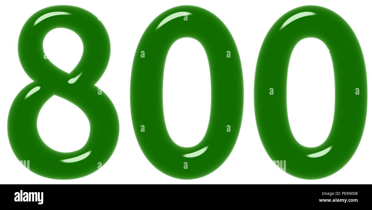 Numeral 800, eight hundred, isolated on white background, 3d render ...
