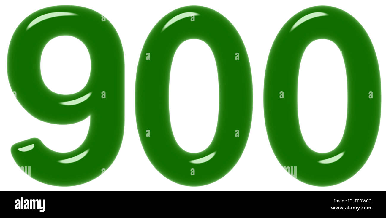 Numeral 900 nine hundred isolated on white background 3d render