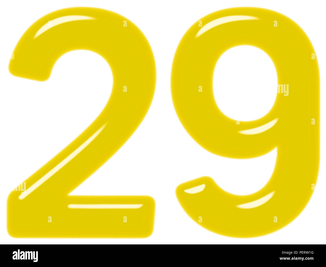 Numeral 29, twenty nine, isolated on white background, 3d render Stock Photo