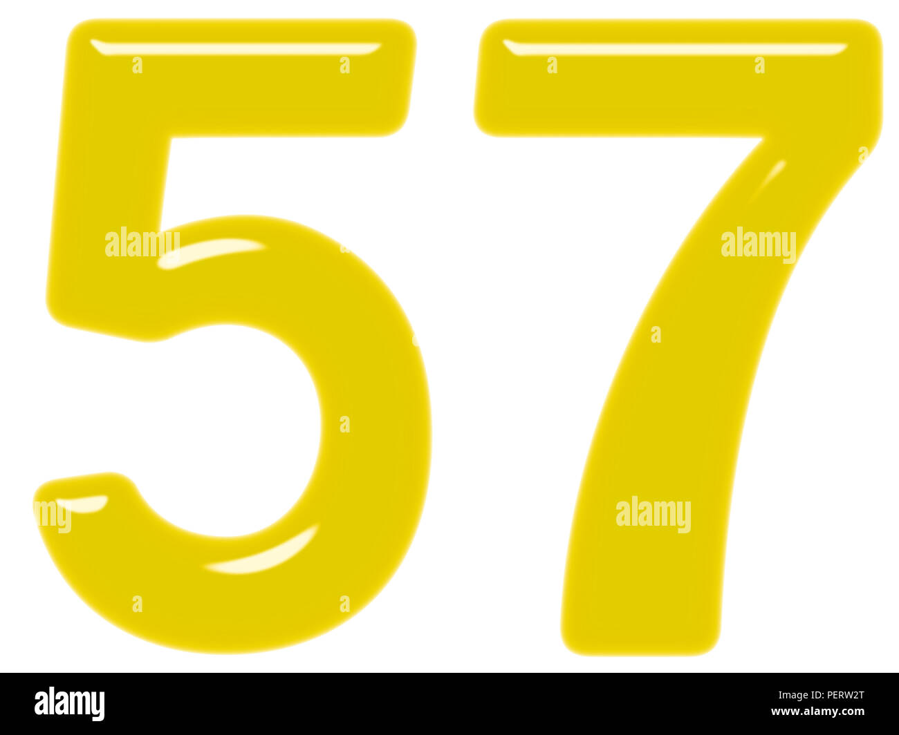 Numeral 57, fifty seven, isolated on white background, 3d render Stock ...