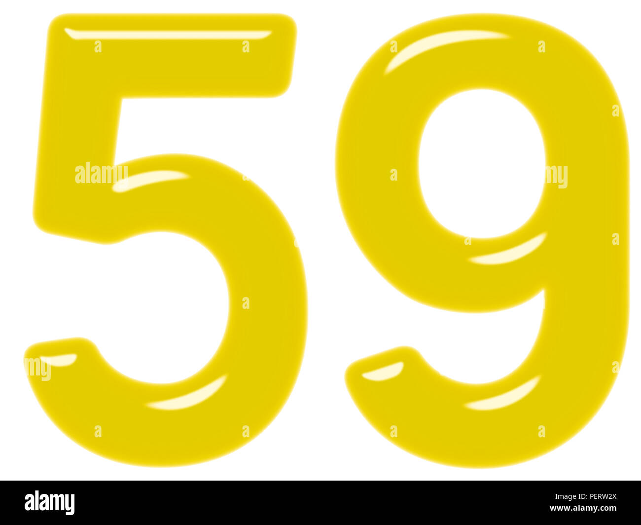 Numeral 59 fifty nine isolated on white background 3d render Stock