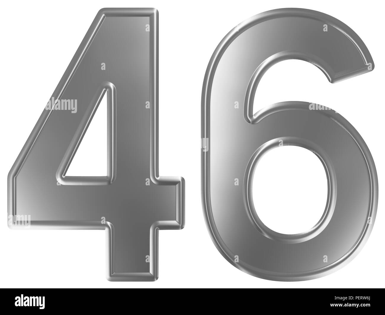 Numeral 46, forty six, isolated on white background, 3d render Stock ...