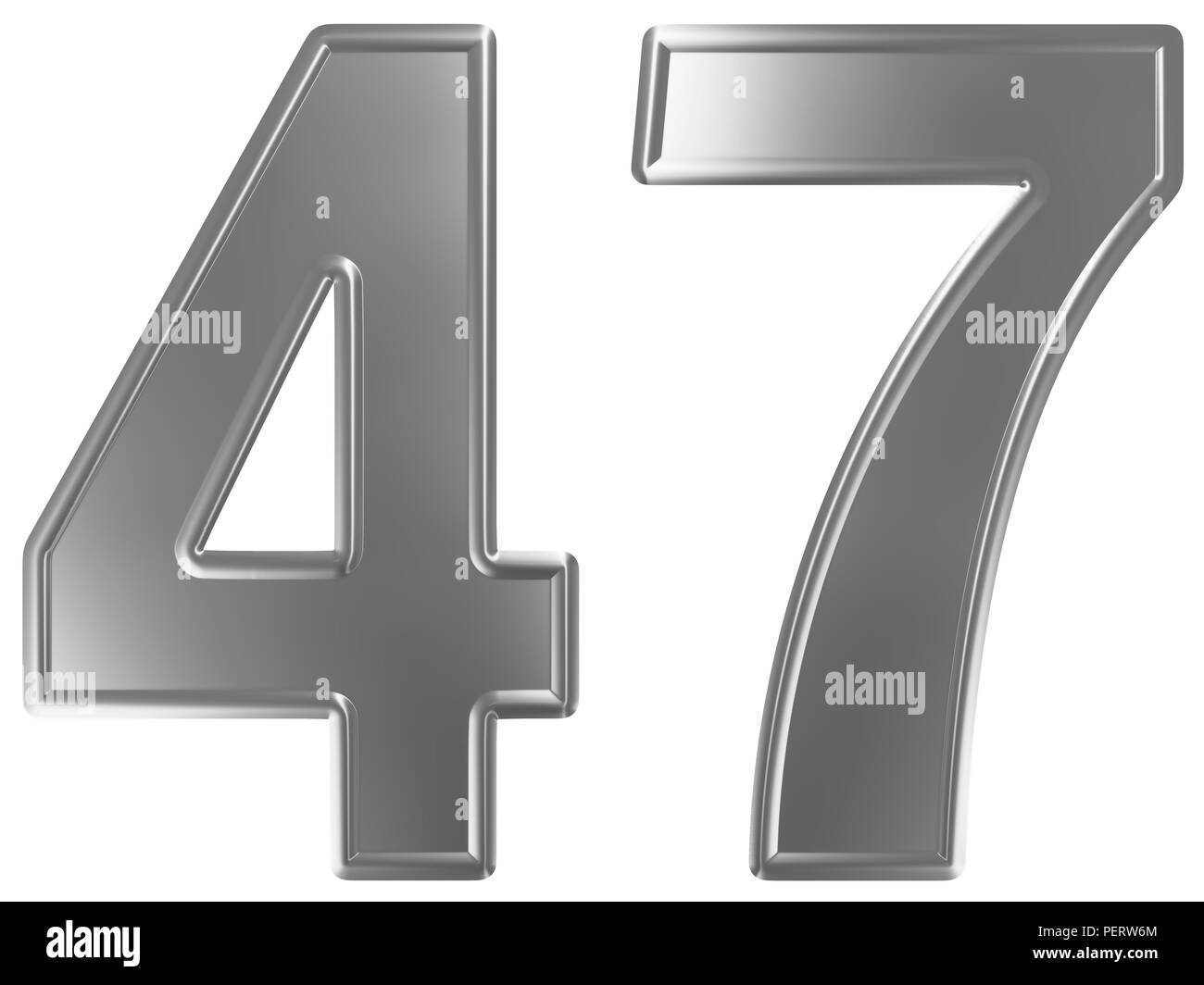 Numeral 47 Forty Seven Isolated On White Background 3d Render Stock