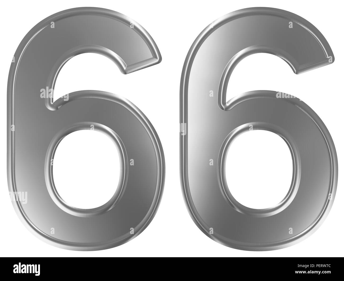 Numeral 66, sixty six, isolated on white background, 3d render Stock