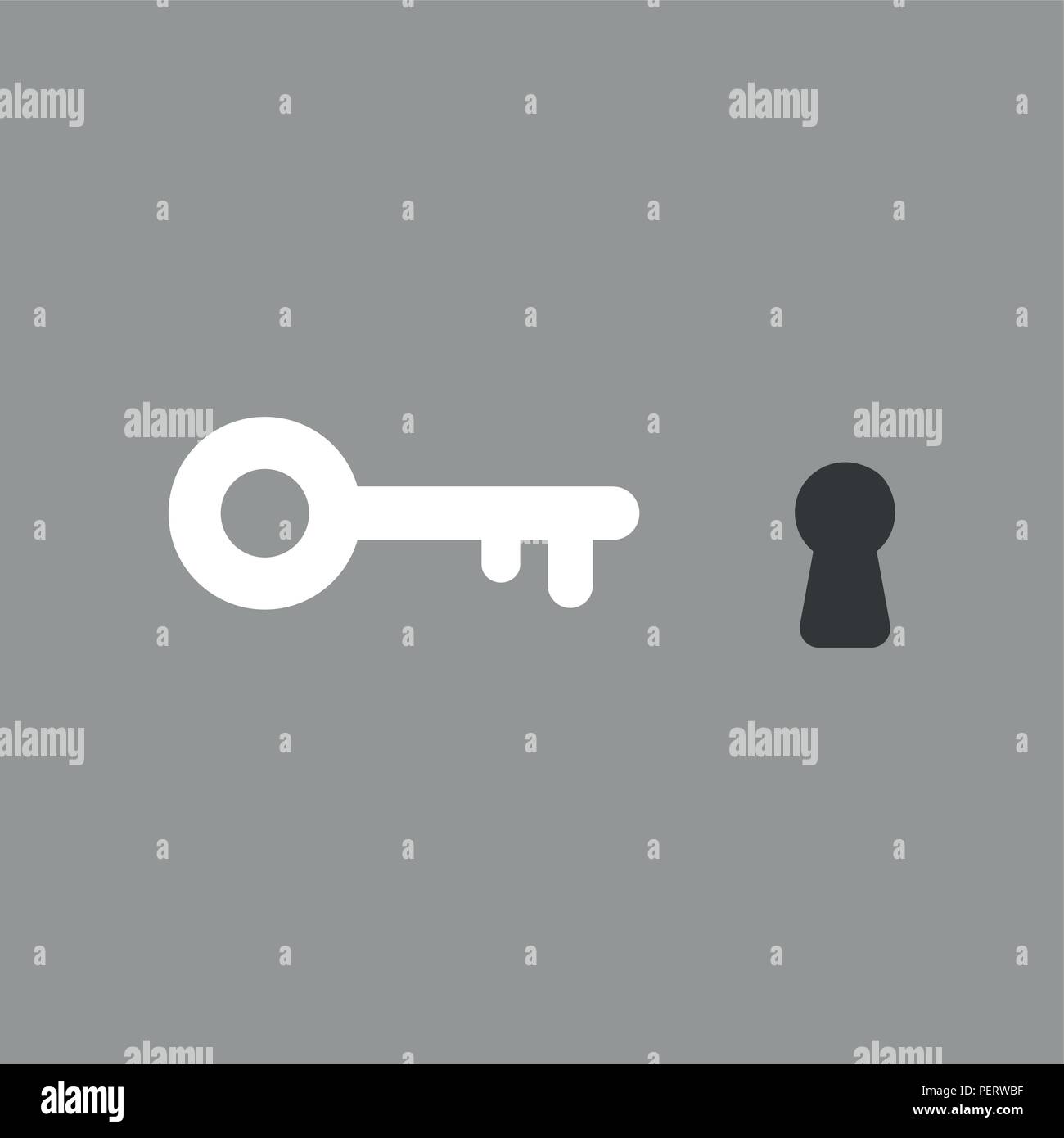 Flat vector icon concept of key and keyhole on grey background Stock ...