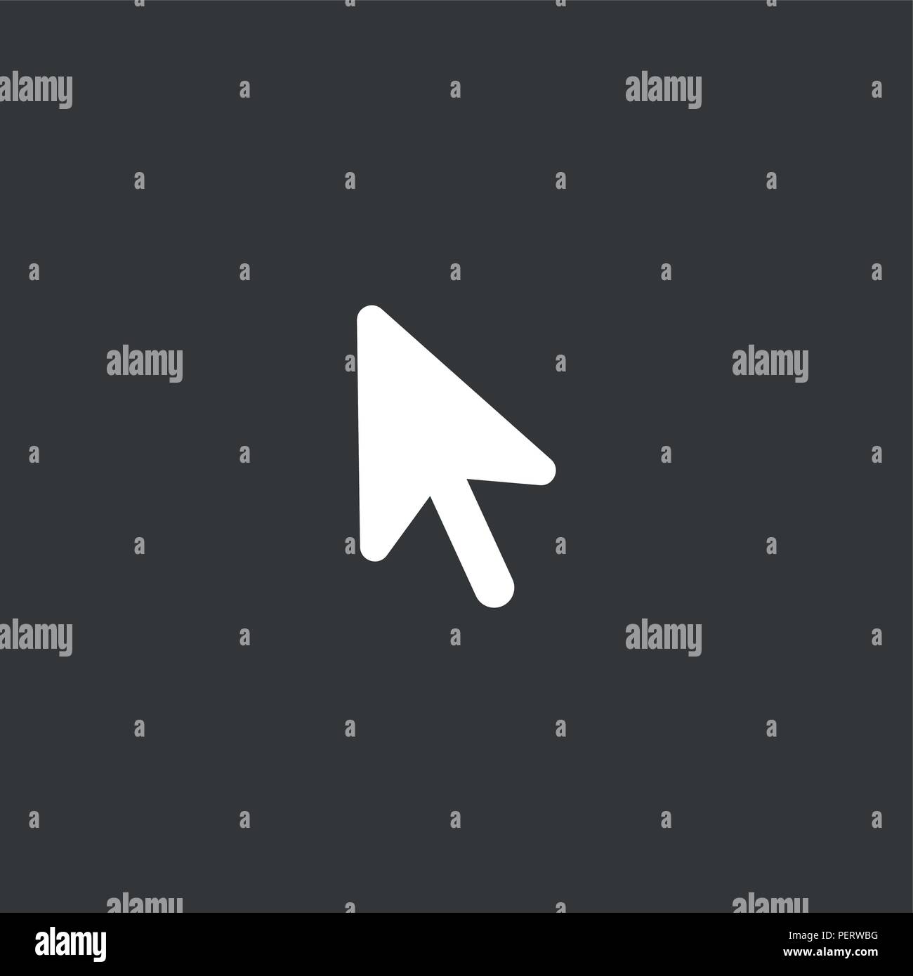 Flat vector icon concept of mouse cursor arrow on black background. Stock Vector