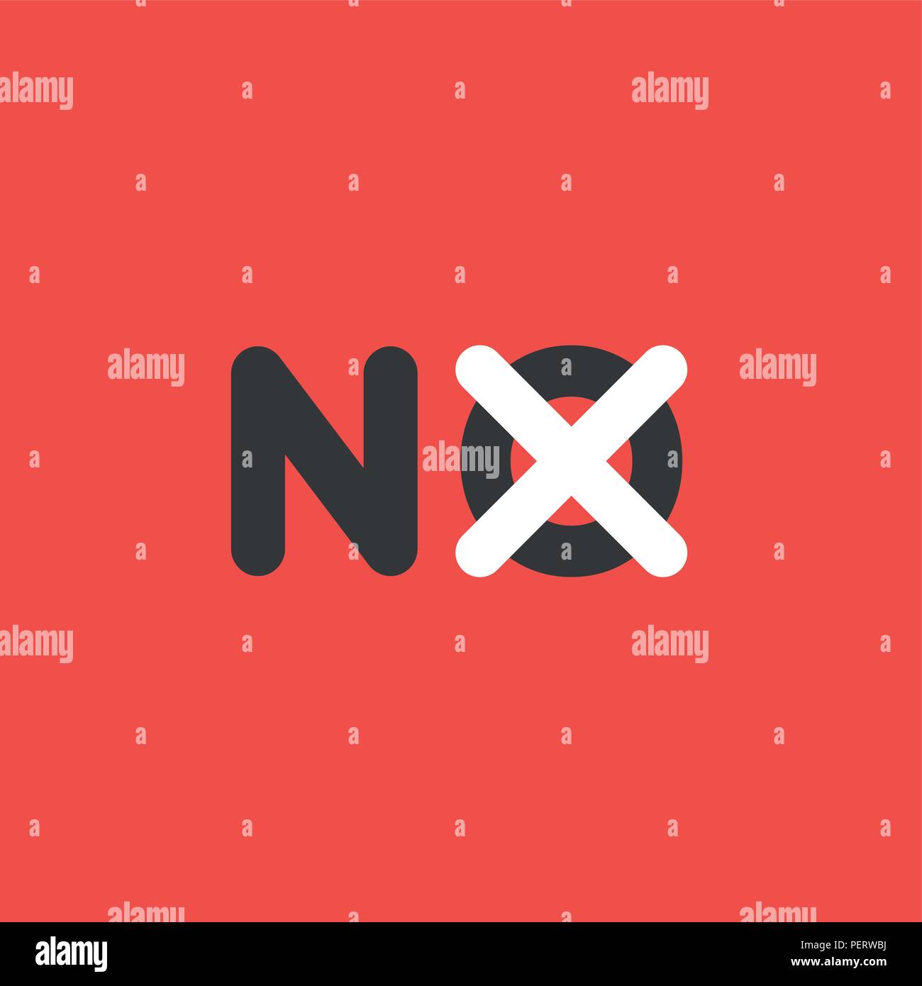 Flat vector icon concept of no word with x mark on background Stock ...