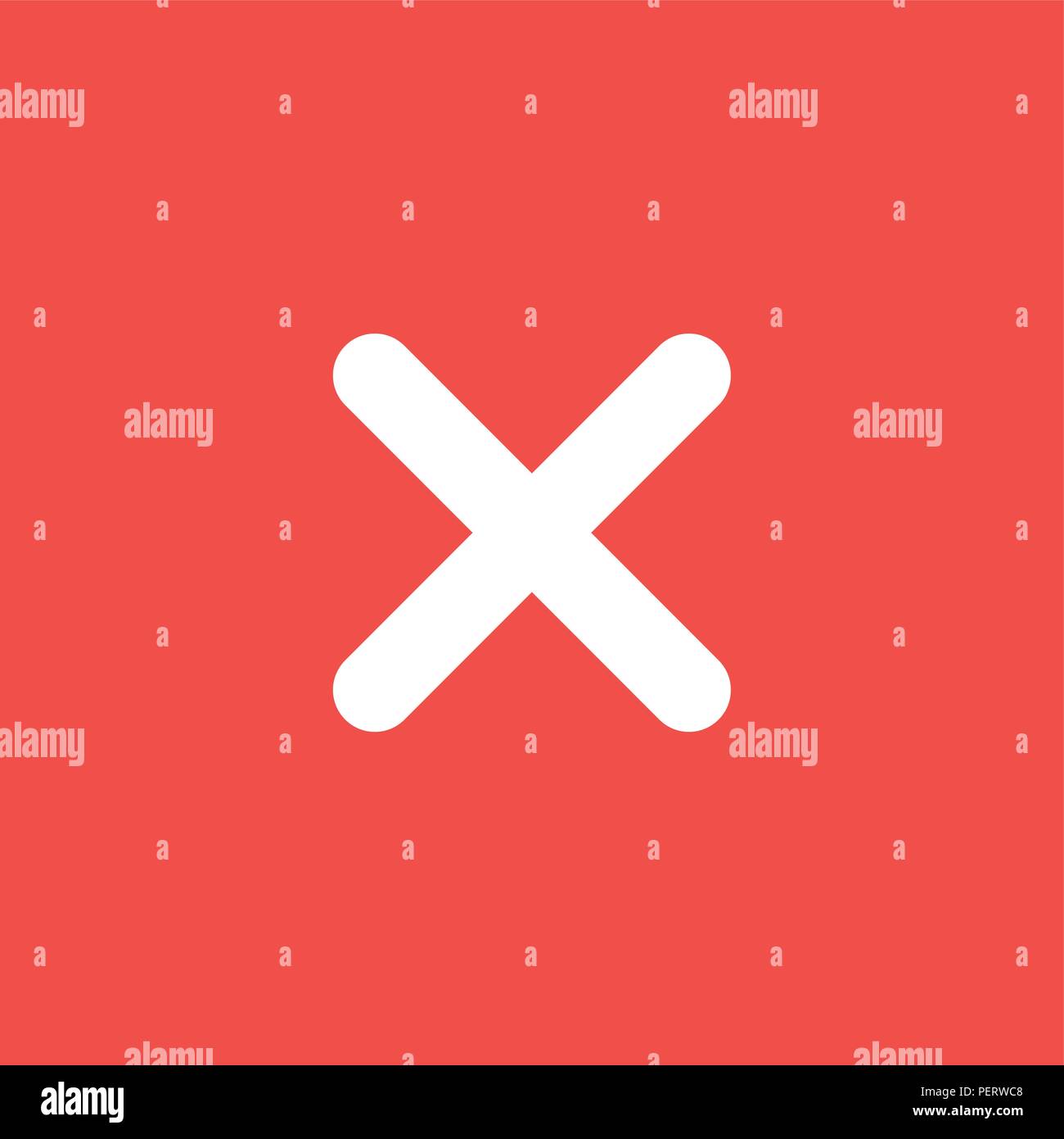 Flat vector icon concept of x mark on red background. Stock Vector