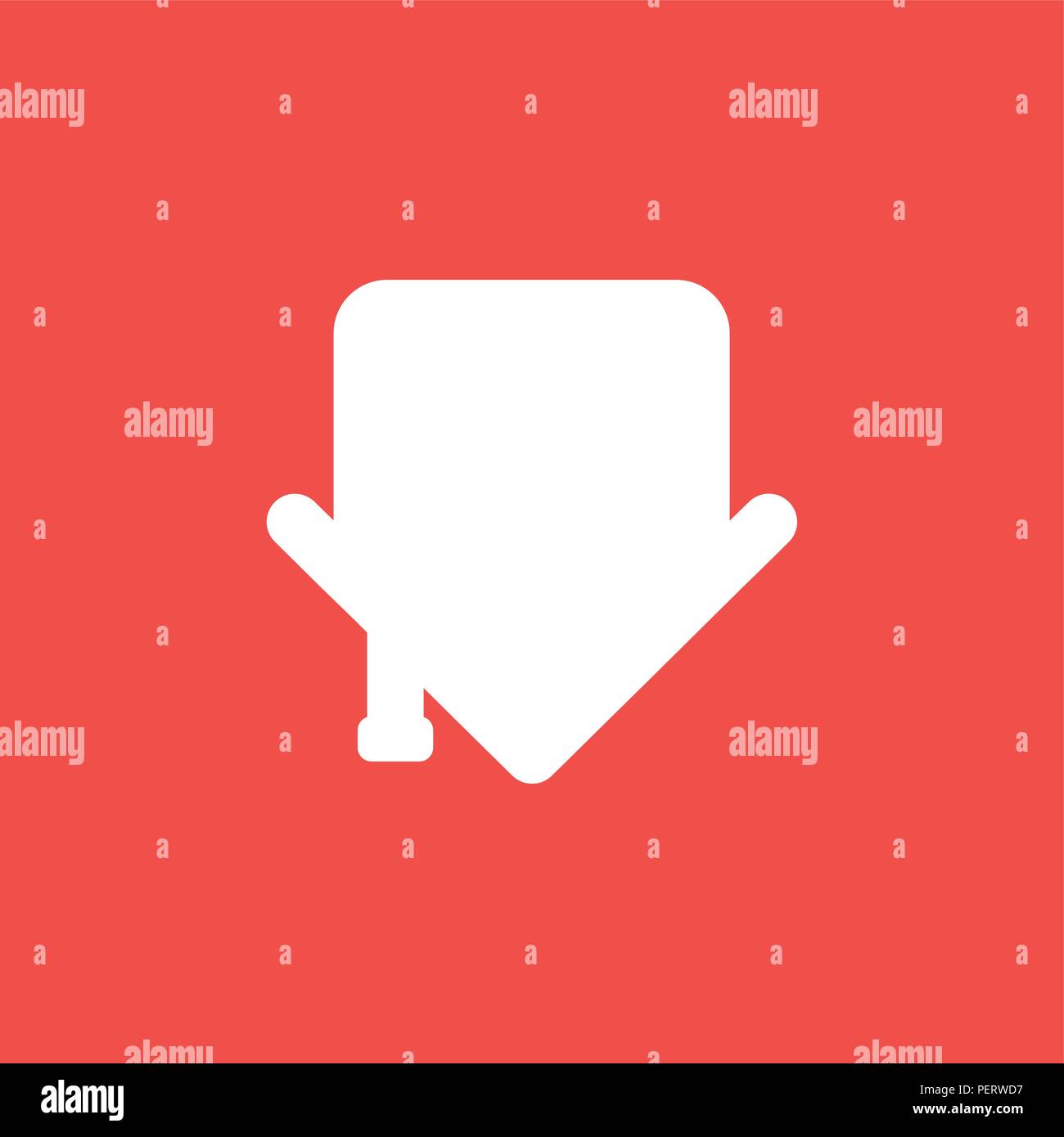 Flat vector icon concept of house arrow showing down on red background. Stock Vector