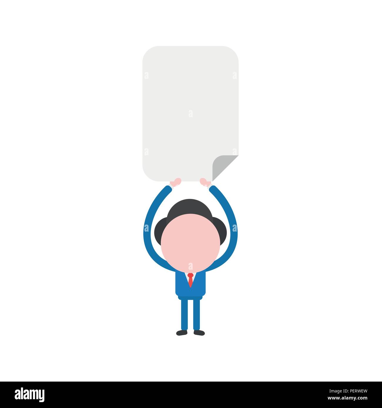 Vector illustration concept of businessman character holding up blank ...