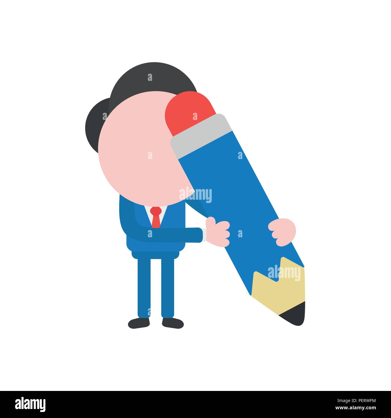 Vector illustration concept of businessman character holding blue ...