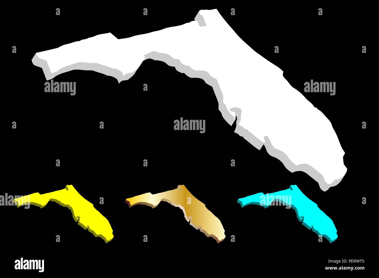 3D map of Florida (United States of America, The Sunshine State 