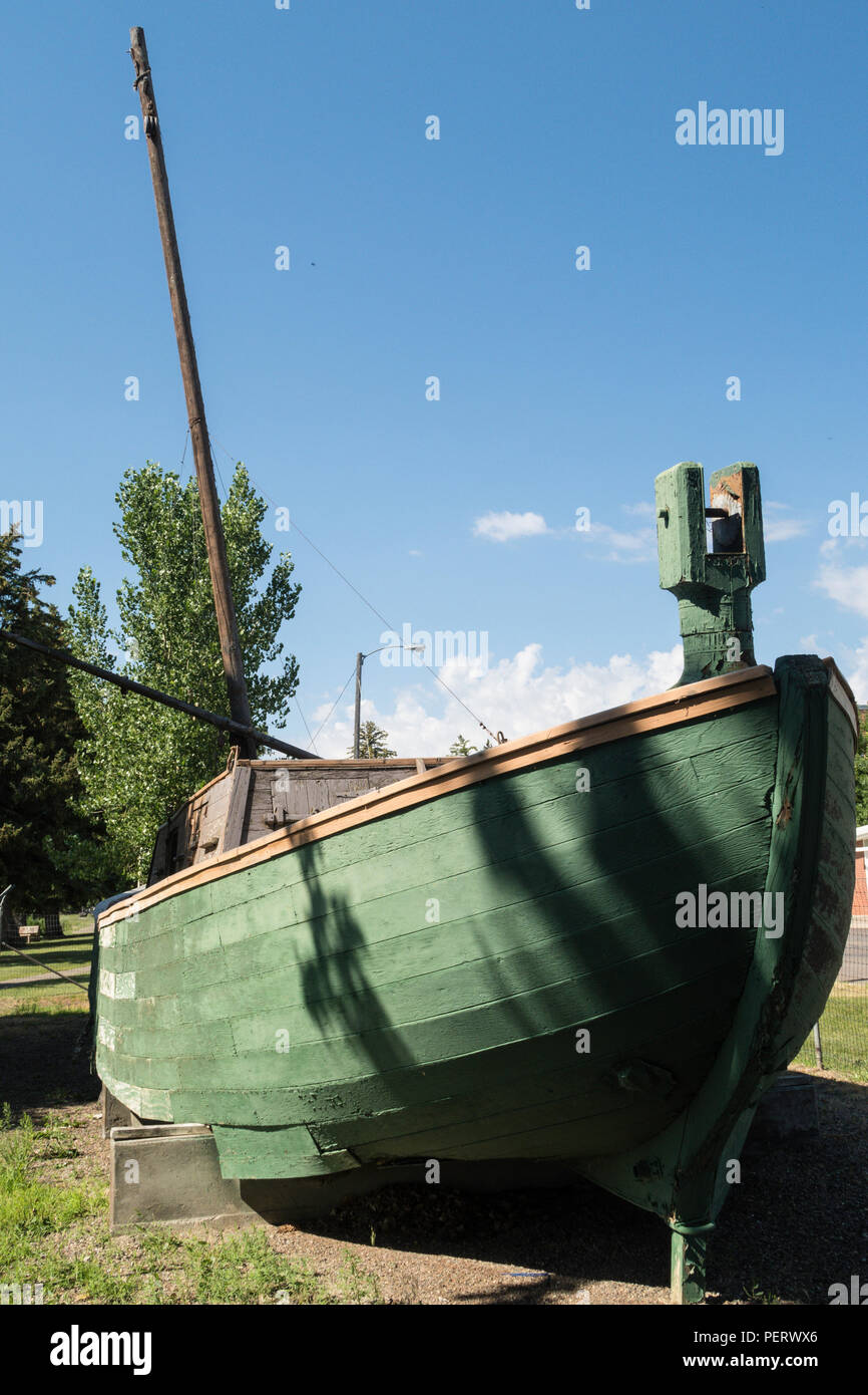Keelboat Mandan Historic Site in Fort Benton, Montana, USA Stock Photo