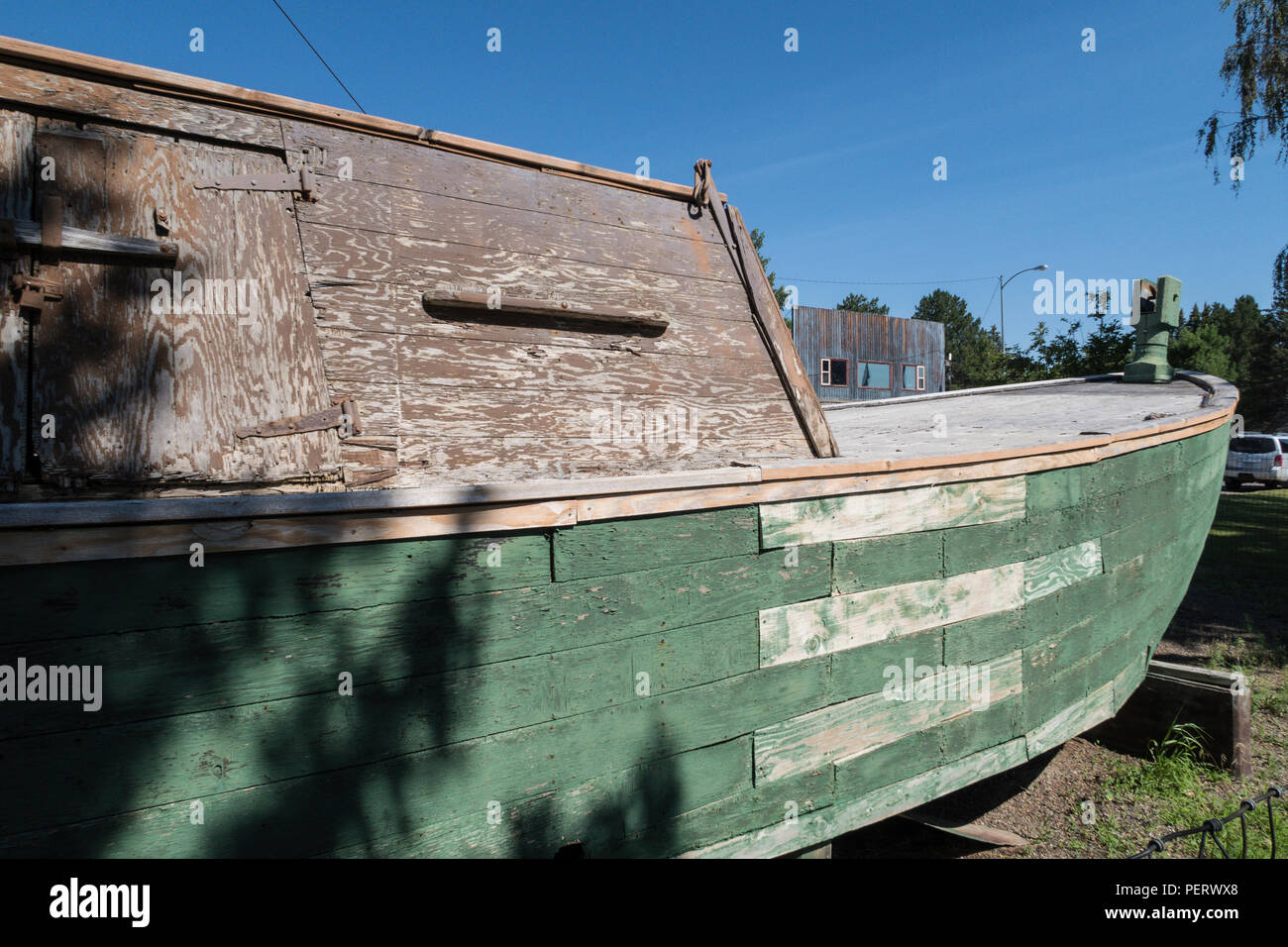 Keelboat Mandan Historic Site in Fort Benton, Montana, USA Stock Photo