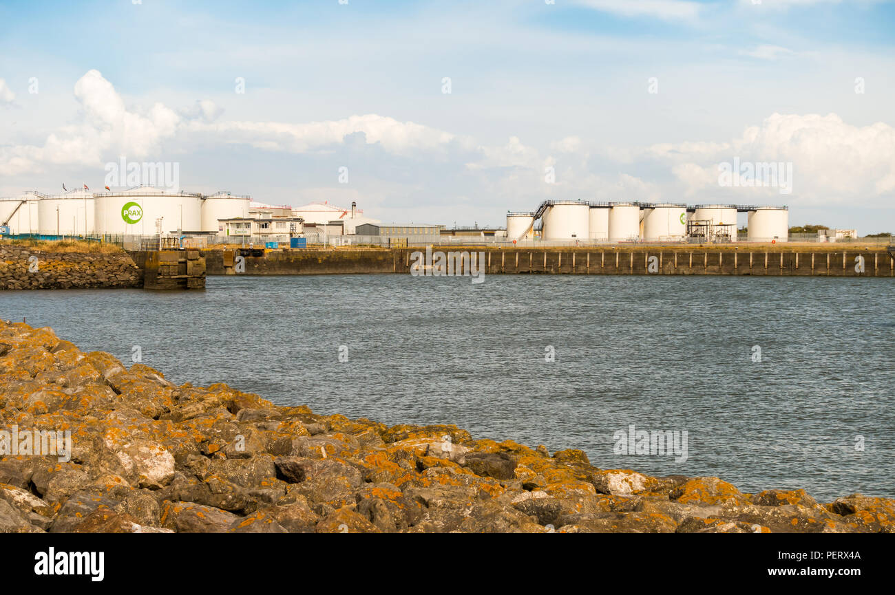 Oil Storage Tanks in Cardiff Bay Stock Photo