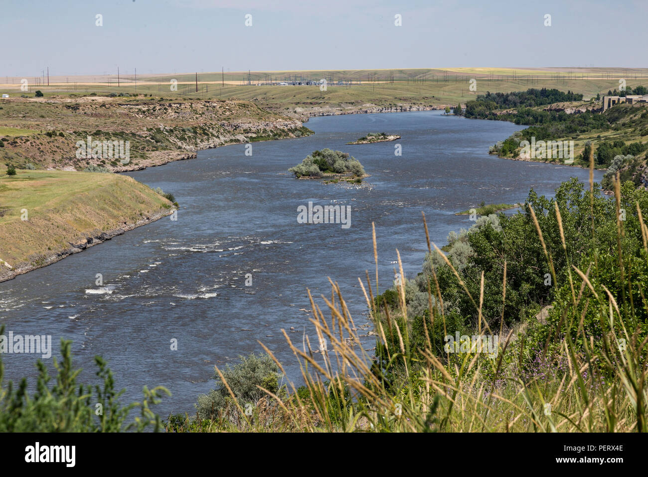 The Missouri River in Great Falls, Montana, USA Stock Photo