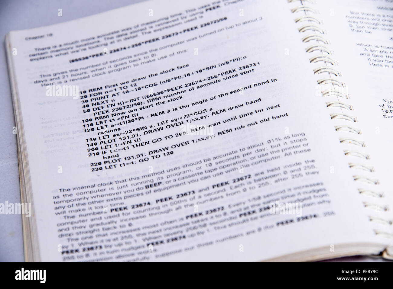Page of programming code in the Sinclair Spectrum Programming Manual Stock Photo