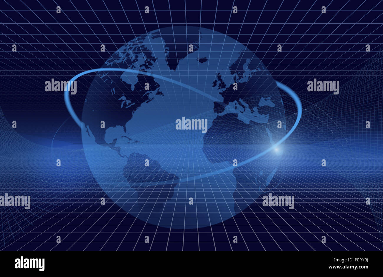 the global world with digital links and glowing connections Stock Photo