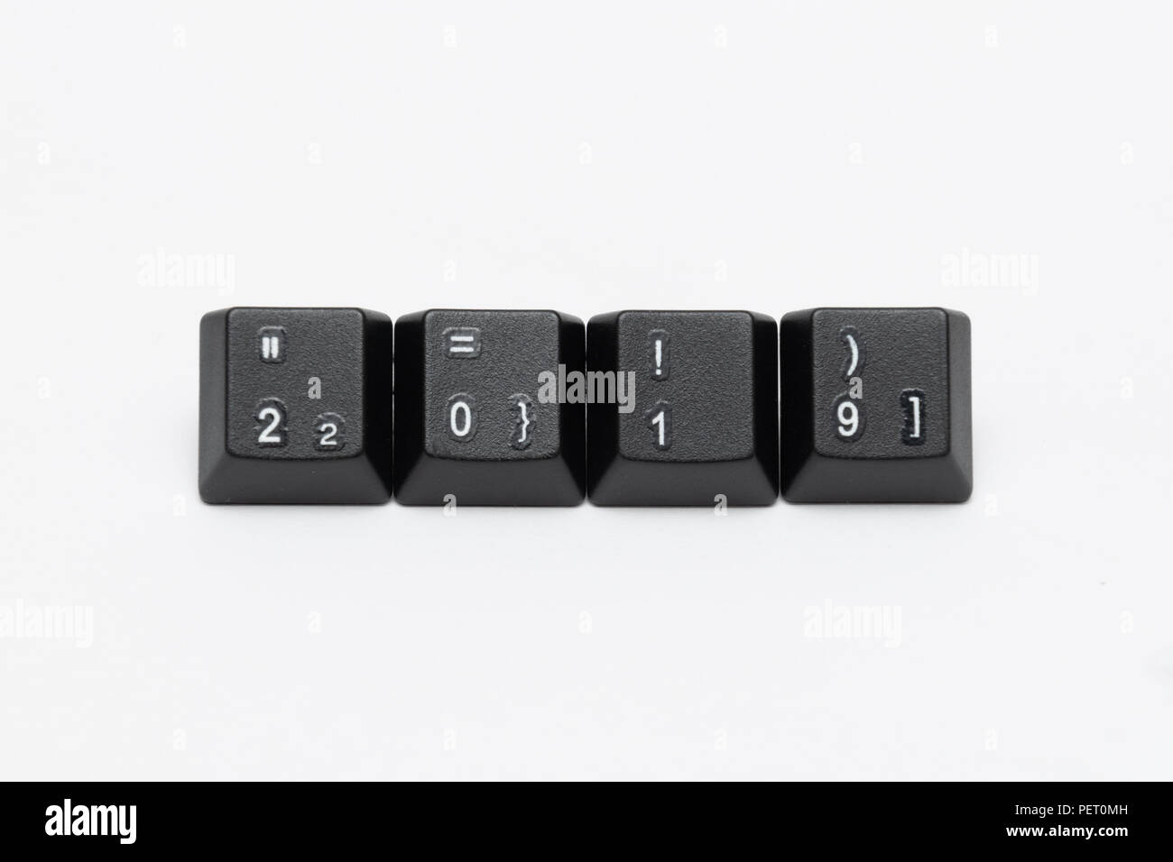 Single black keys of keyboard with different letters Stock Photo
