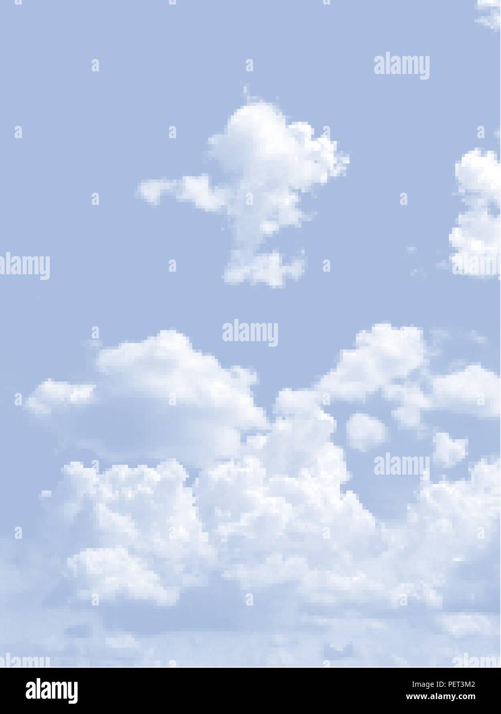 Clouds white realistic isolated on blue background. Stock Vector