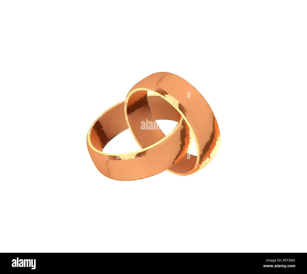 Golden wedding rings, realistic design isolated on white background ...