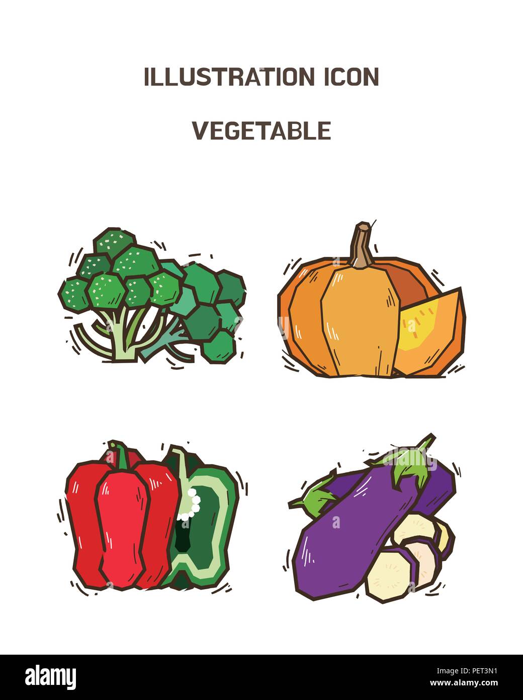 Vector - fruit and vegetable icon set for healthy food on white ...