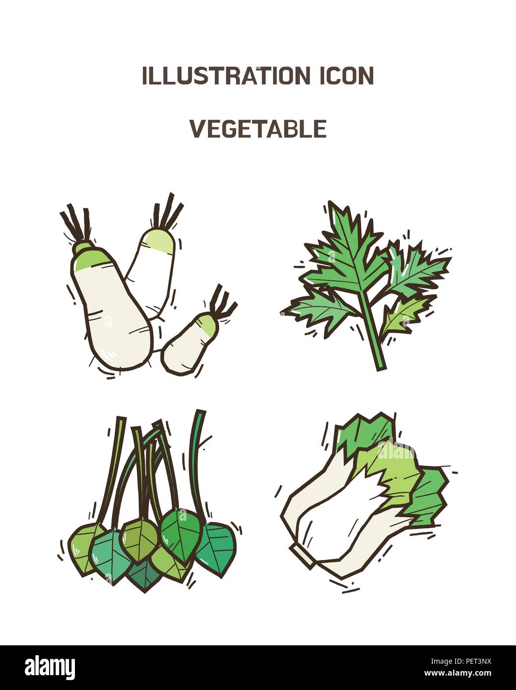 Vector - fruit and vegetable icon set for healthy food on white ...