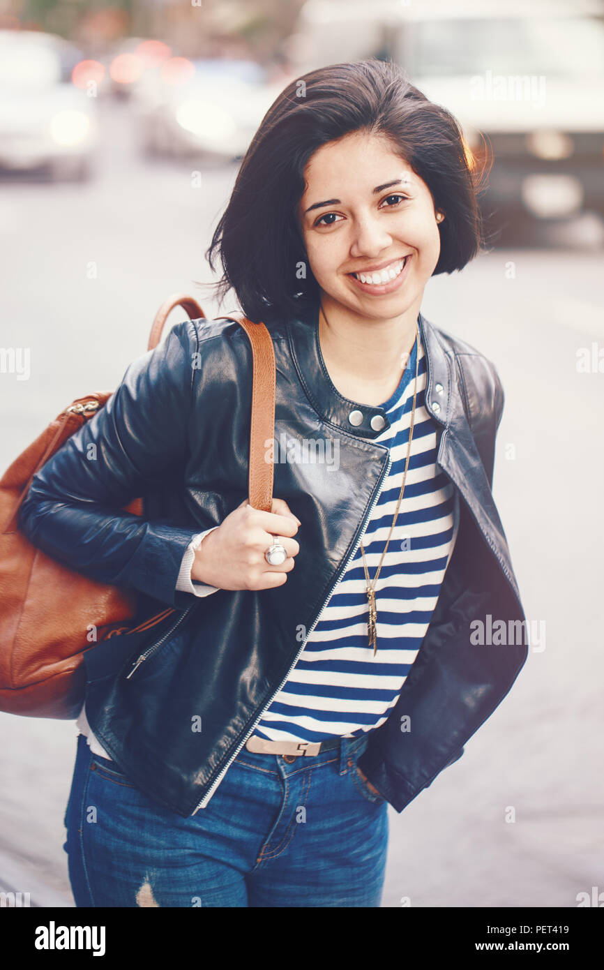 Portrait Of Beautiful Smiling Young Caucasian Latin Girl