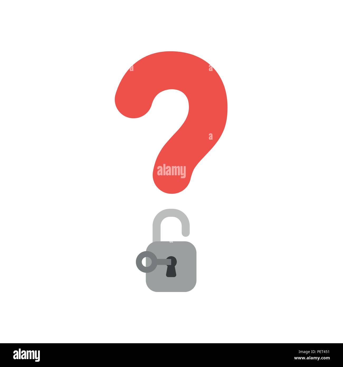 Vector illustration concept of red question mark icon with padlock and ...