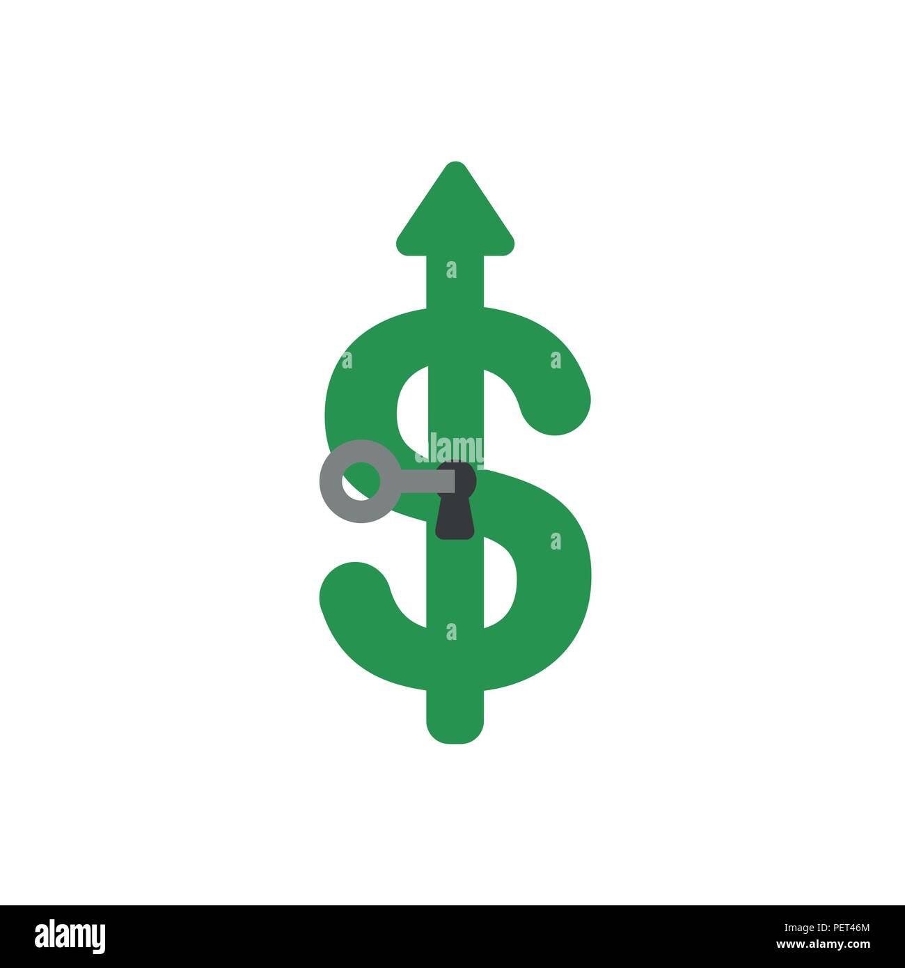 Vector illustration concept of key unlock or lock green dollar symbol ...