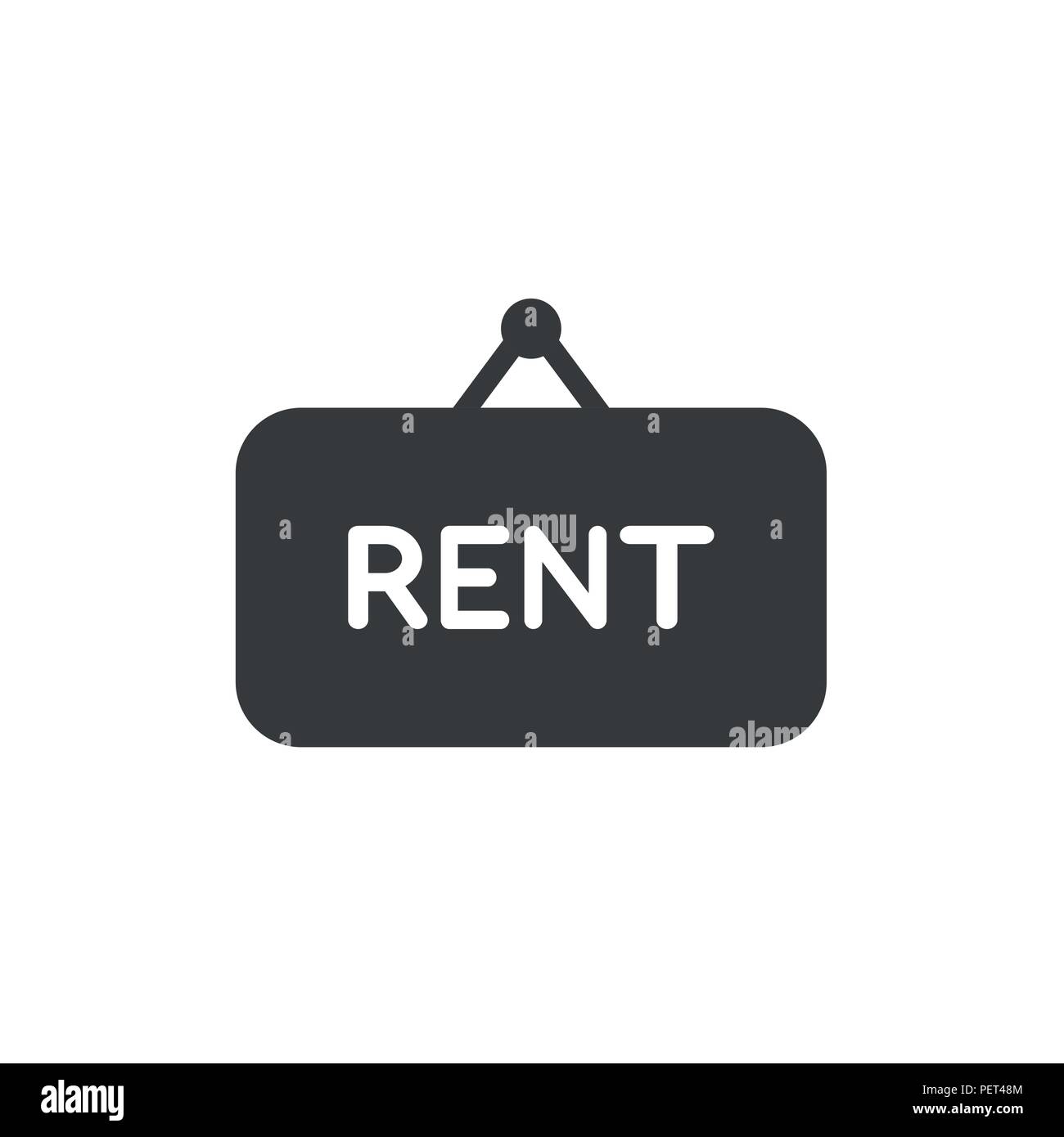Vector illustration concept of rent word written on black hanging sign
