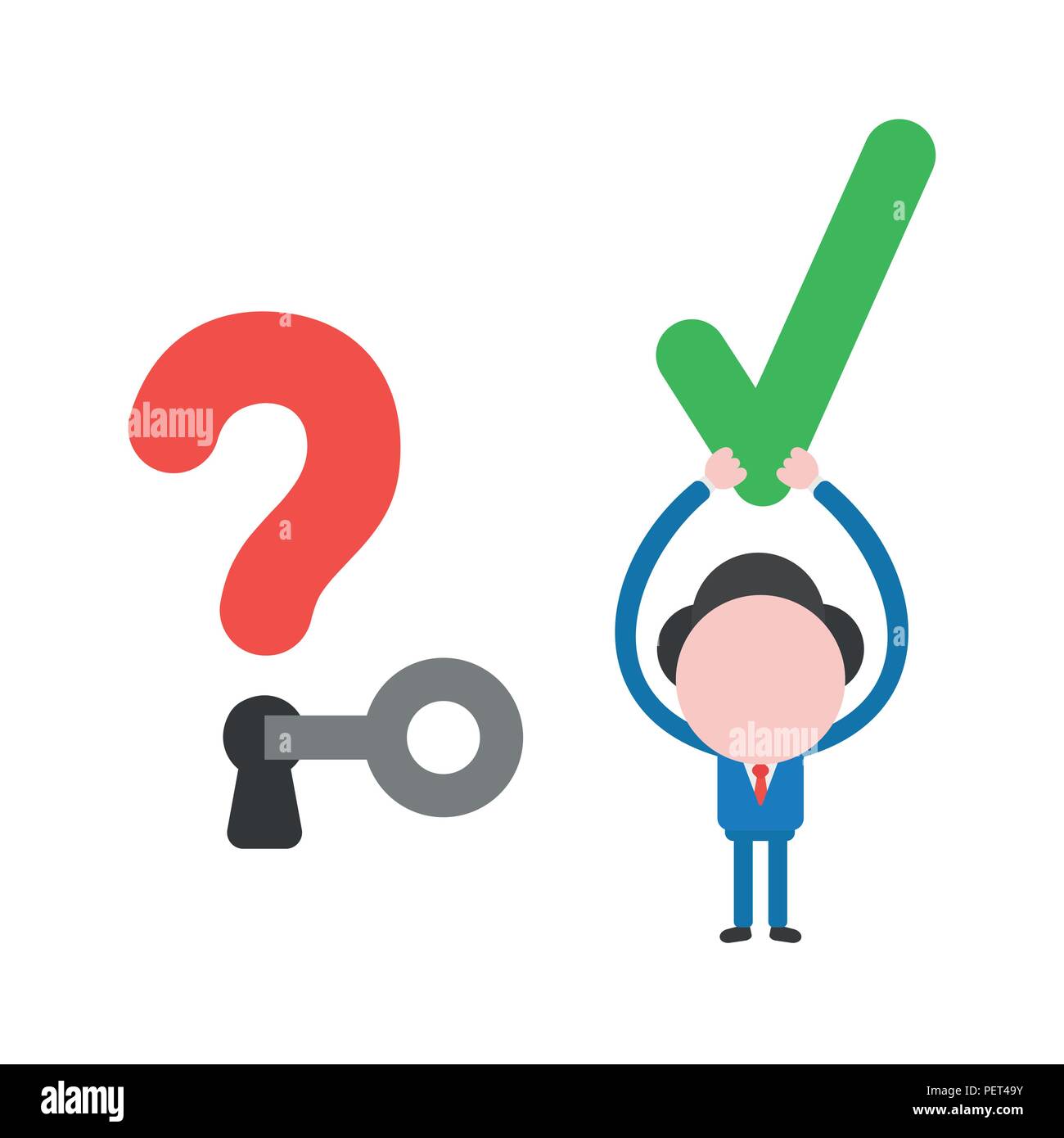 Vector illustration of faceless businessman character unlock question ...