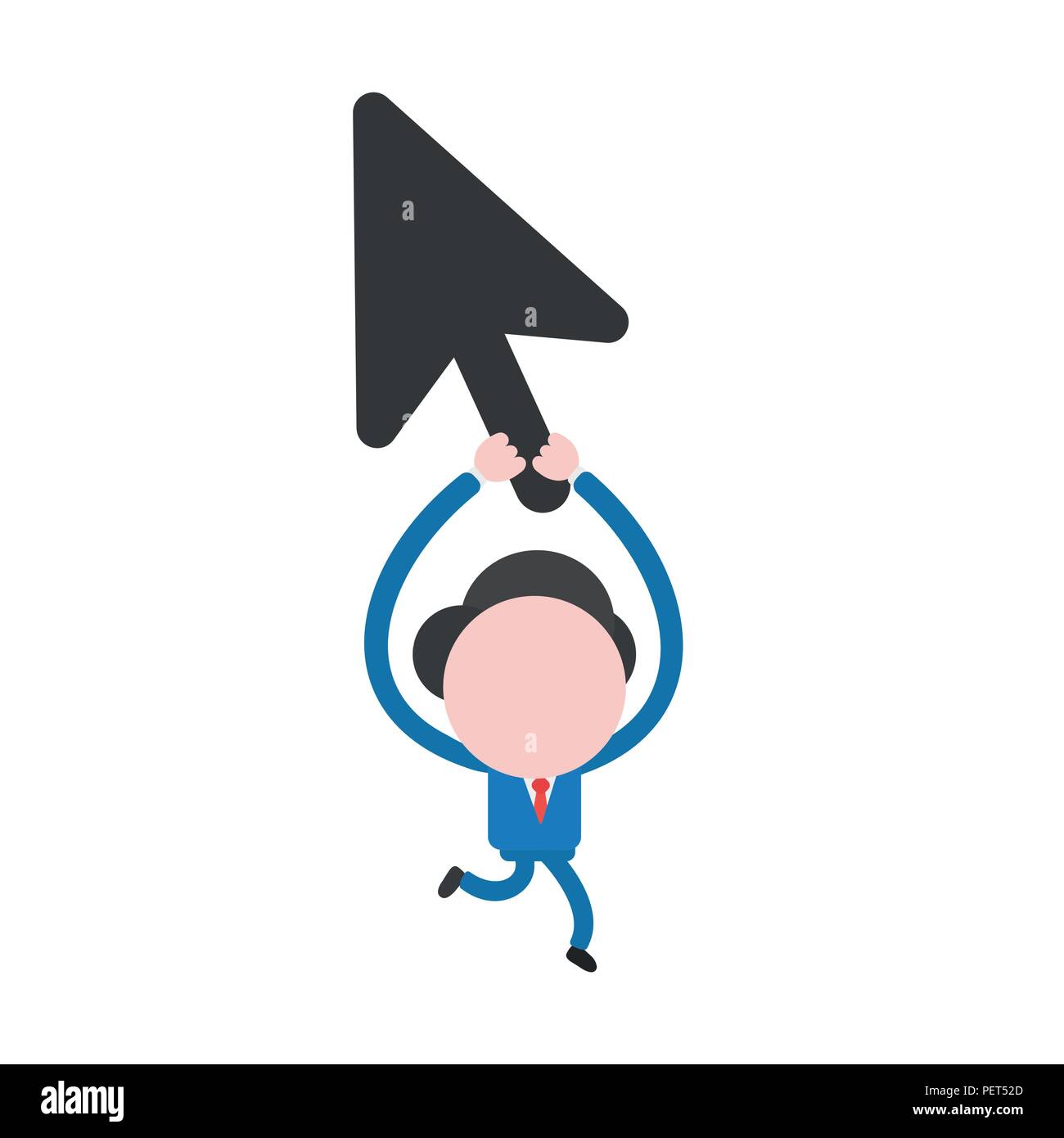 Vector illustration businessman character running and holding up black ...