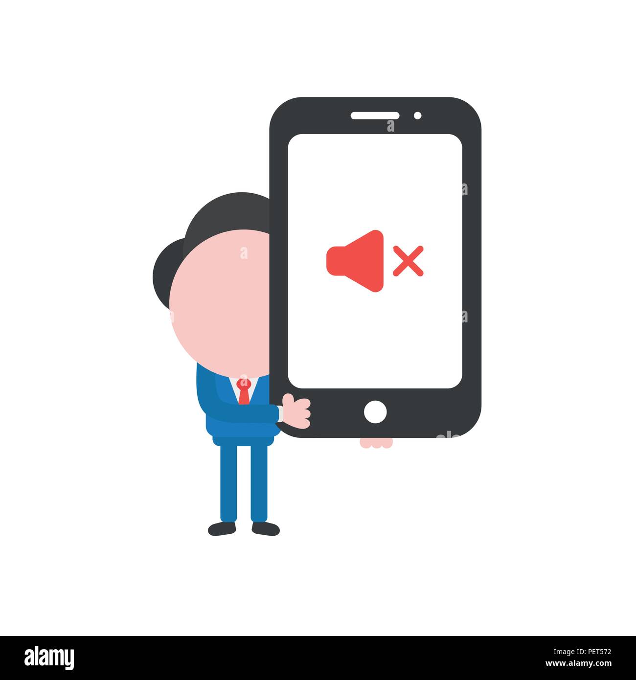 Vector illustration businessman character holding smartphone with sound