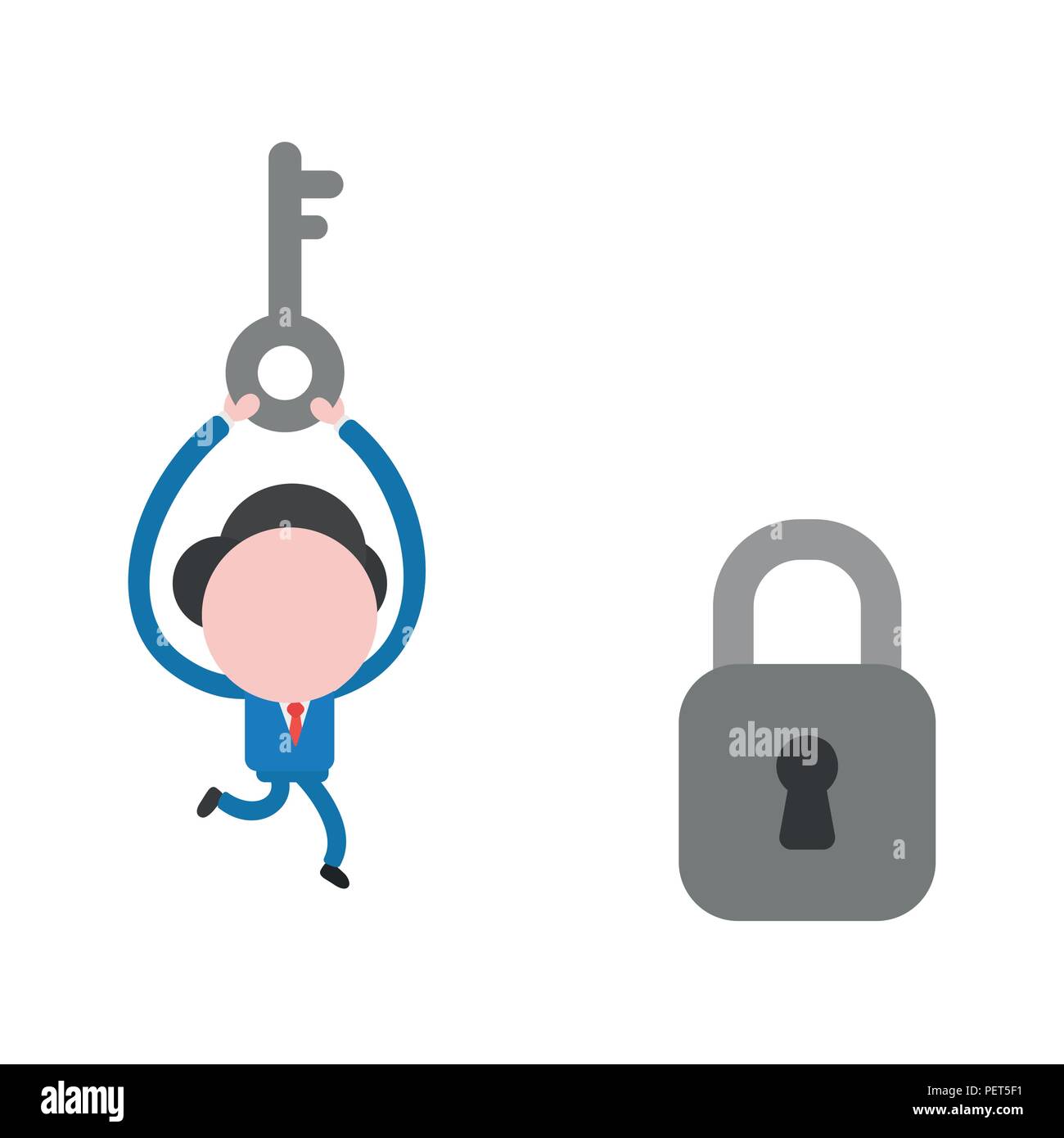 Vector illustration businessman character running and carrying key to ...