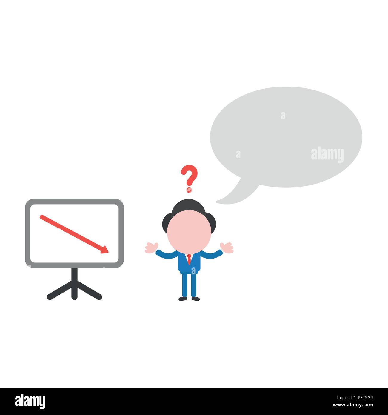 Vector Illustration Confused Businessman Character With Blank Speech