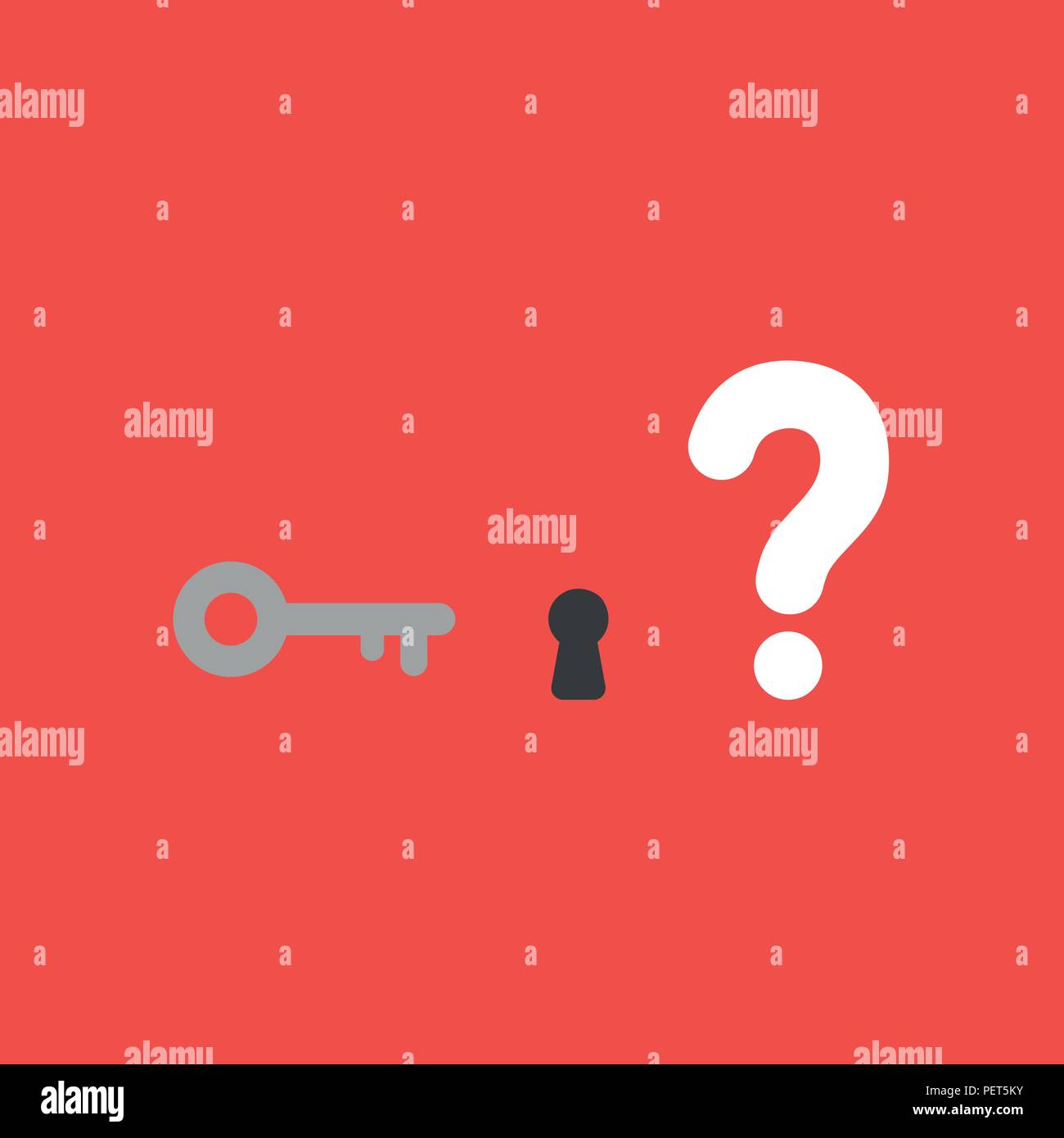 Flat vector icon concept of key with keyhole and question mark on red ...