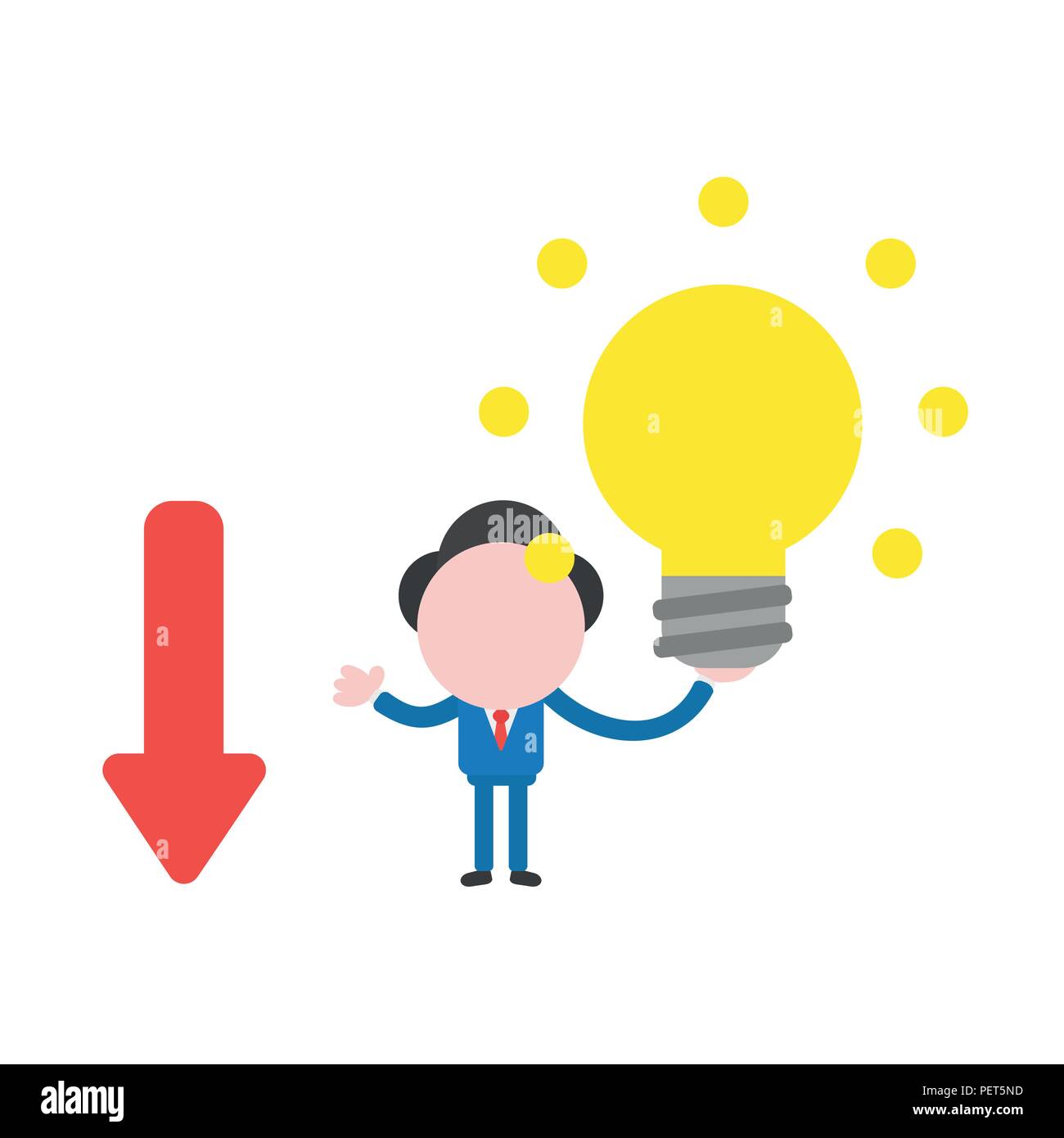 Vector Illustration Businessman Character With Arrow Moving Down And