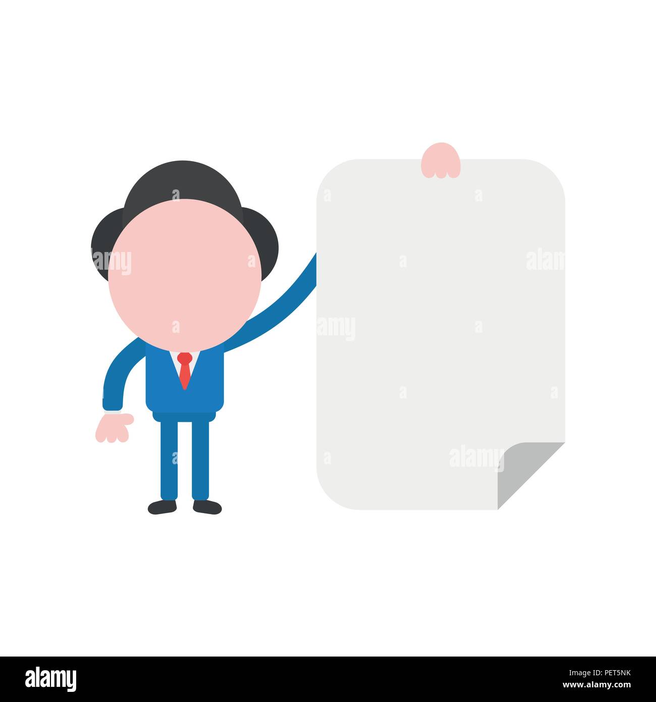 Vector illustration businessman character holding blank paper Stock ...