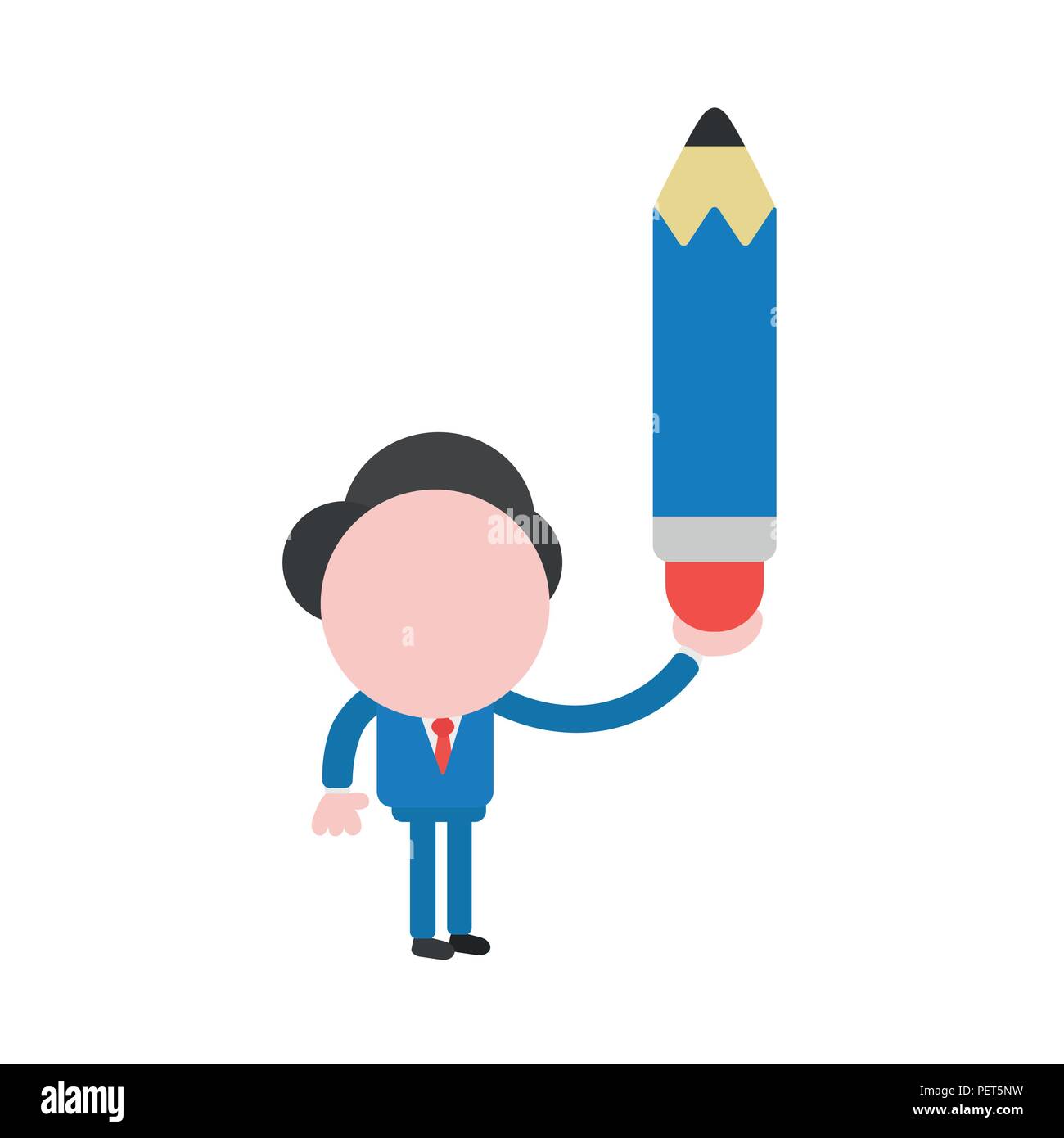 Vector illustration businessman character holding pencil Stock Vector ...