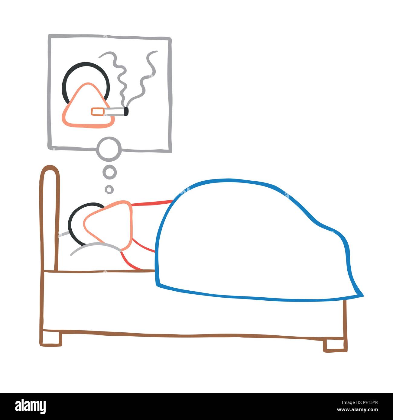 Vector illustration cartoon man character sleeping and smoking