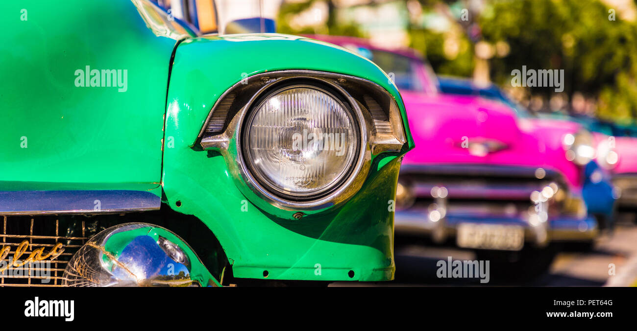 Vintage American cars in havana in Cuba Stock Photo