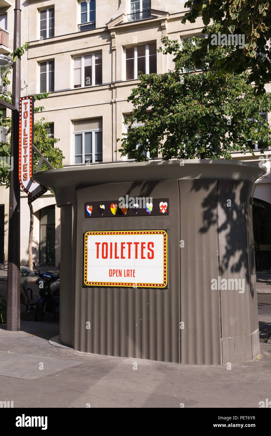Public toilet on a street. Paris, France. Stock Photo