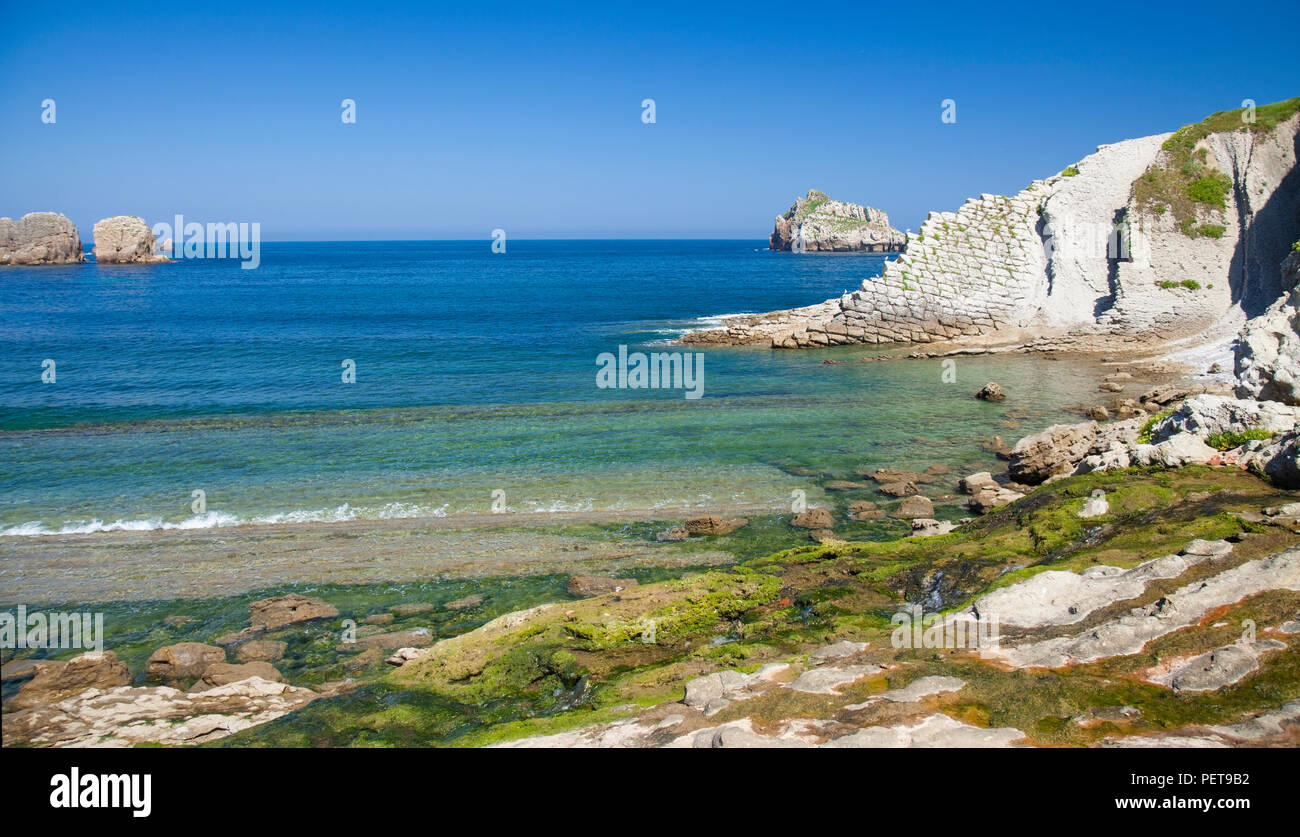 Cantabria, coastal landscape along Costa Quebrada, The Broken Coast Stock Photo