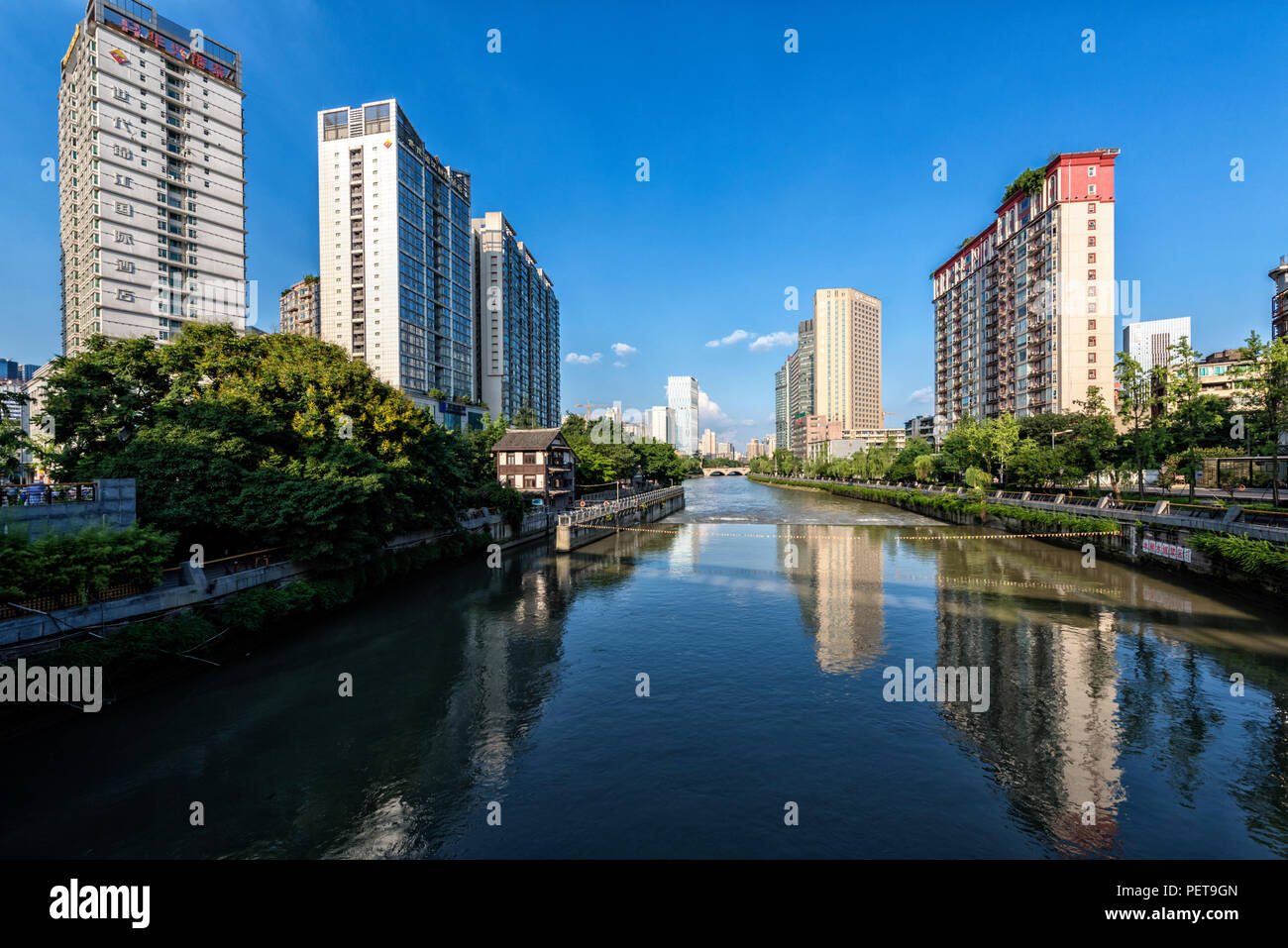Downtown of Chengdu, Sichuan, China. Chengdu is the largest and the fastest growing city in South West China. Stock Photo