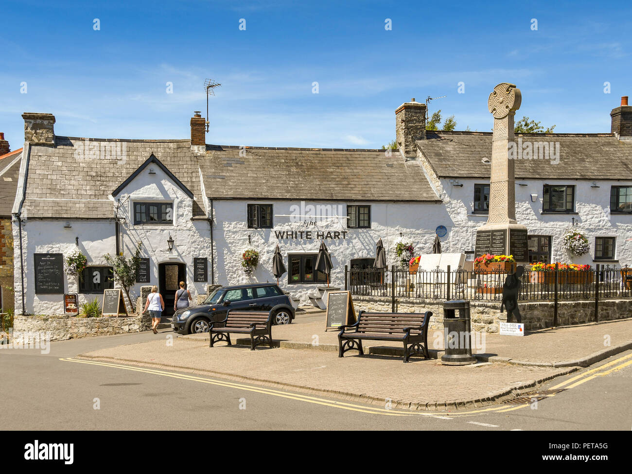 The White Hart, a traditional old public house in Llantwit Major in the